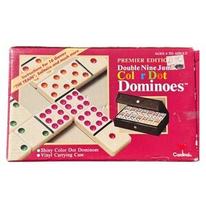 Cardinal Premier Edition Double Nine Jumbo Color Dot Dominoes 511C Vinyl Case